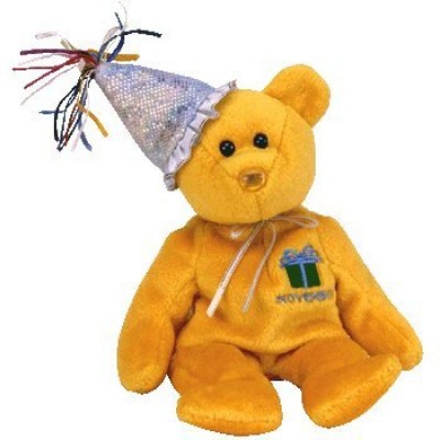 1 X TY Beanie Baby - NOVEMBER the Teddy Birthday Bear (w/ hat)   